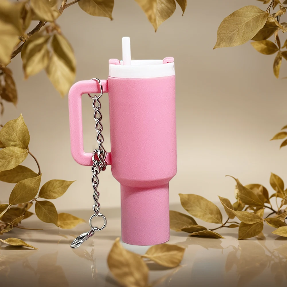 Mini Cup Keychain Chain Cute Tumbler Key Ring Chapstick Holder Keychain for Stanley Water Bottle Accessories