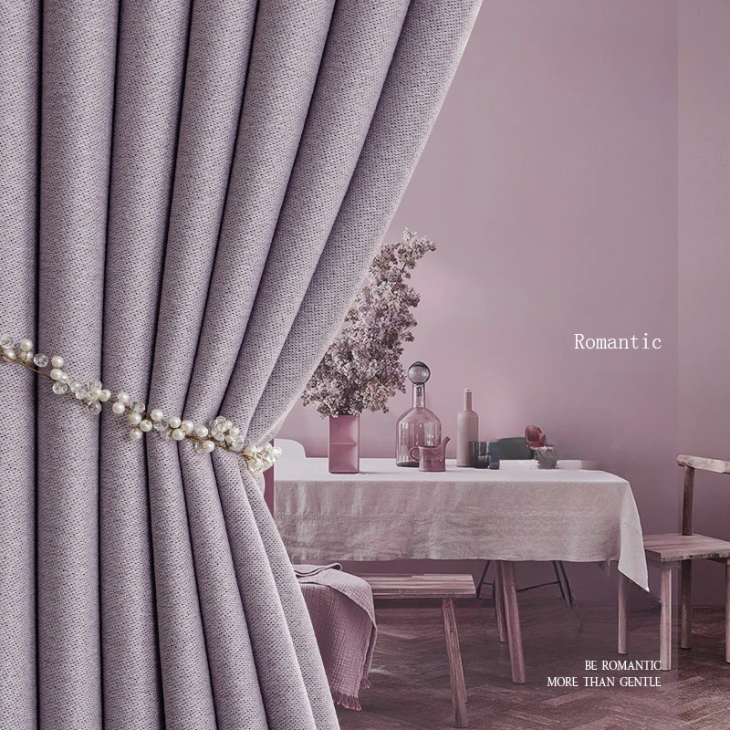 Premium Lavender Purple Thick Bedroom Curtains Delicate Artistic Window Curtains Hanging Smooth Ins Curtains for Living Room