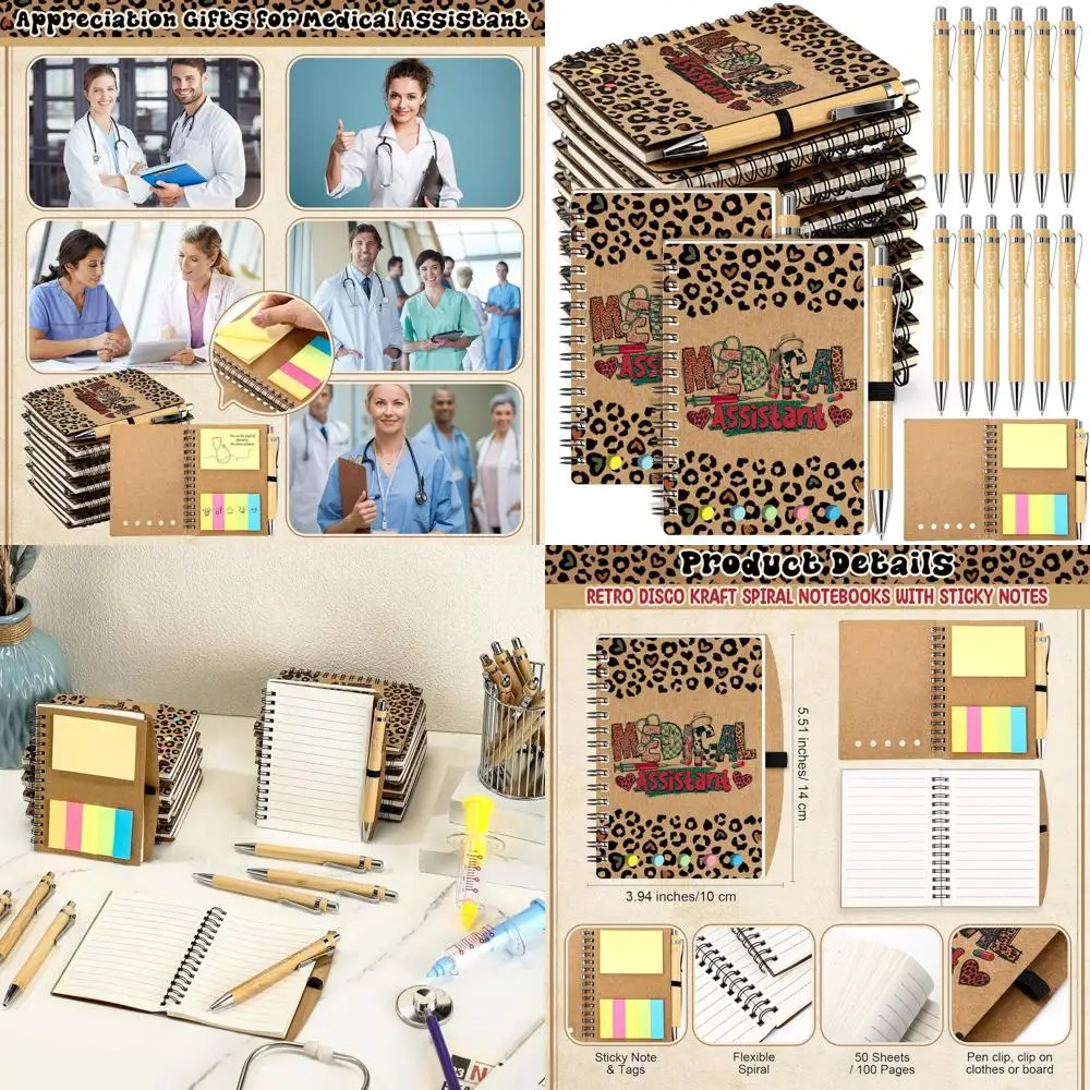 

Массовые рождественские подарки для медицинских помощников: тетради с леопардовым принтом для медсестер, липкие заметки и ручки