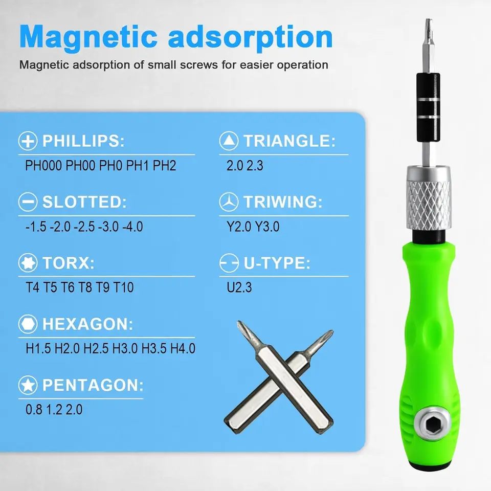 Juego de destornilladores multifuncional de 32 en 1, mini destornillador Torx Phillips magnético portátil para reparación 4