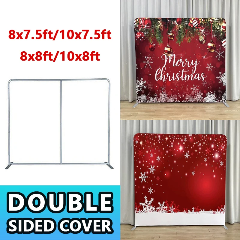 Aluminum Rectangular Backdrop Stand, Christmas Decoration, Customizable Cover, Photo Studio Photography Backdrop, 8ft, 10ft