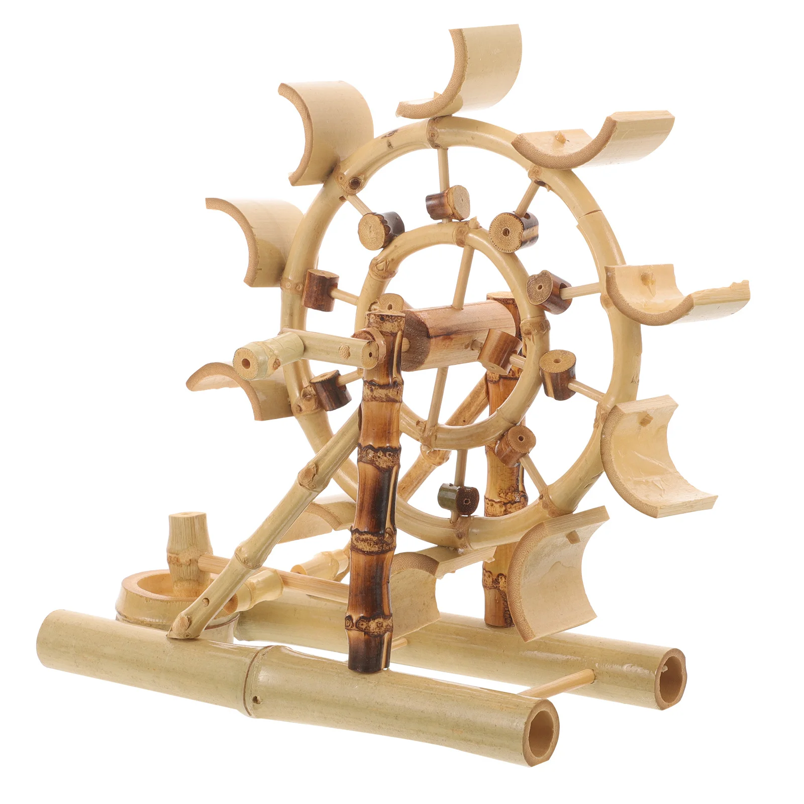 

Water Wheel Desktop Ornament Bamboo Craft Tabletop Decor for Living Room Study Zen Garden Interior Design Element