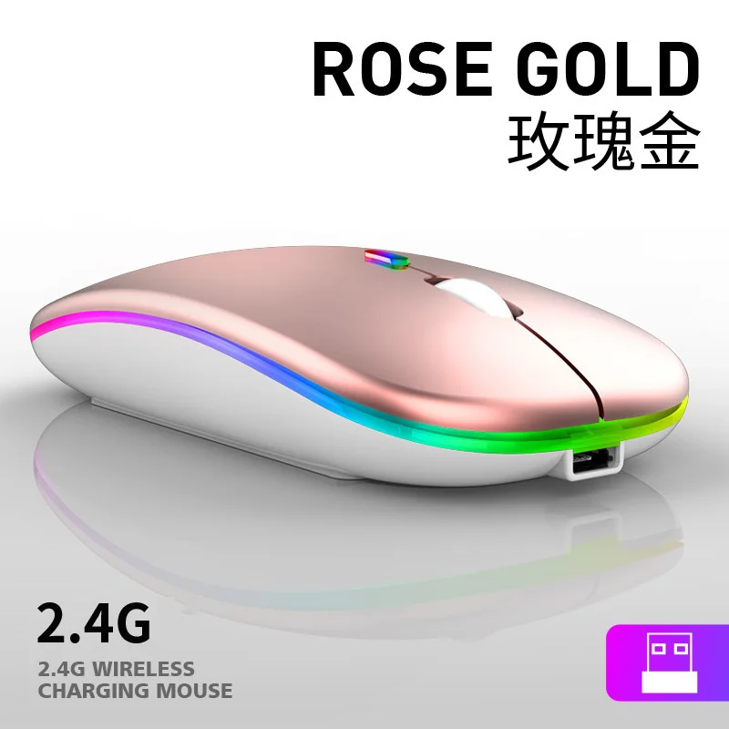 2.4GHz Wireless Work Mouse USB Rechargeable LED RGB Mouse Silent Ergonomic Mute Mouse With Backlight For Laptop PC ipad Muse