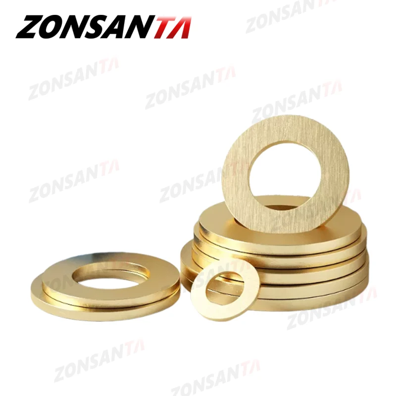 M2 M2.5 M3 M4 M5 M6 M8 M10 M12 M14 M16 M18 Solid Brass Copper Flat Washer Plain Brass Gasket Shim Pad Ring Spacer Circular Meson