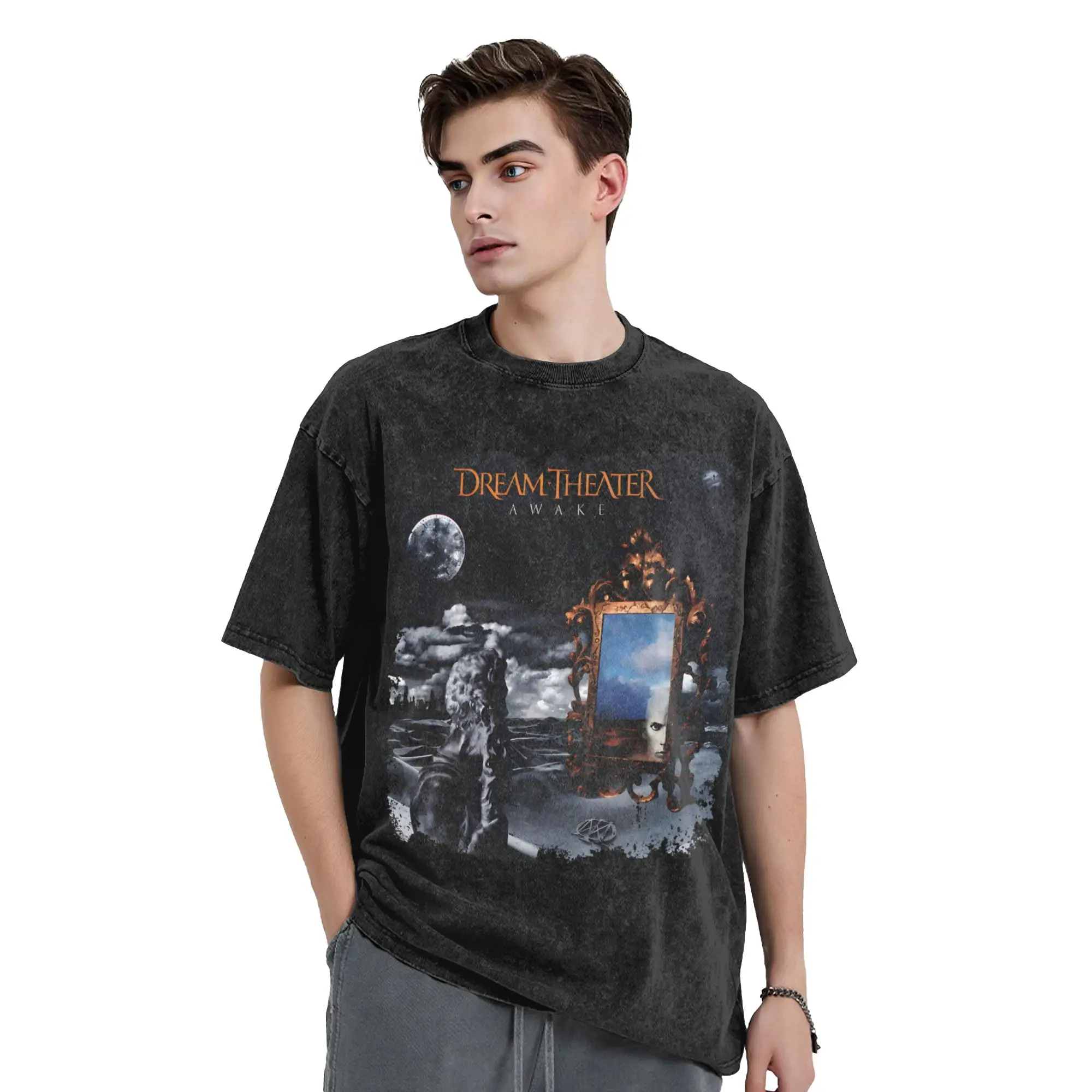 Man T-Shirt Dream Theater - Awake 1994 Washed T-Shirts Hippie  Summer Tees Y2K Fun Printed Cotton Tops Birthday Present