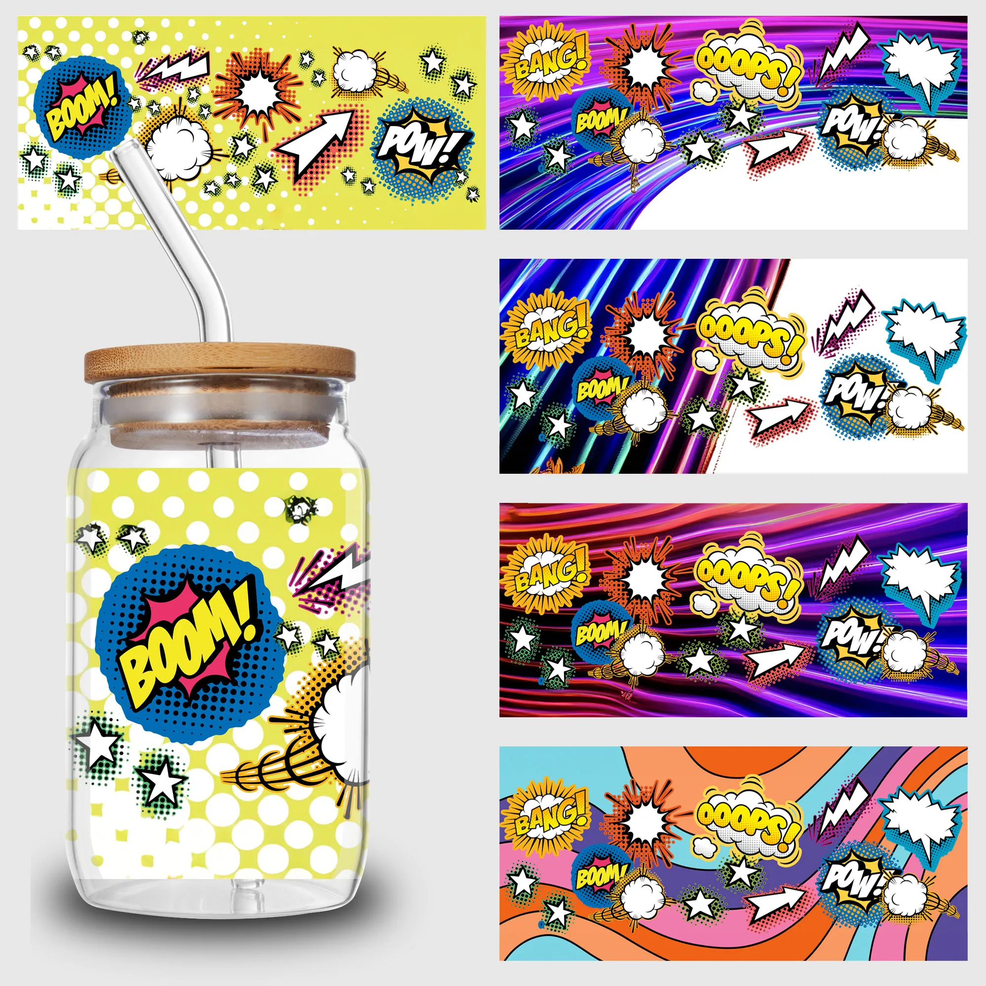 5 листов, обертка для чашек ooops UV DTF, спортивные наклейки для переноса стаканов DTF, водонепроницаемые наклейки wow для переноски стаканов 16 унций, кружек