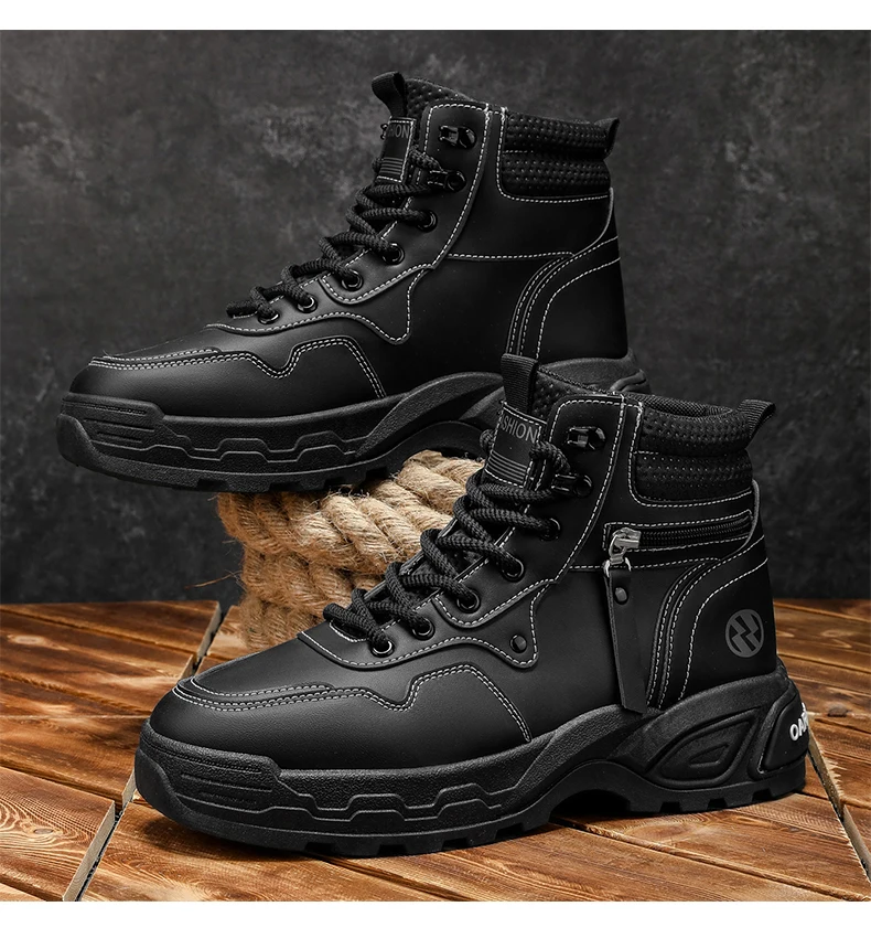 Herrenstiefel Frühling und Herbst Neue Weichsohlen-Antirutsch-Freizeitstiefel Modische Joker-Outdoor-High-Top-Stiefel Jugendliche Komfort-Arbeitsstiefel – Detail 19