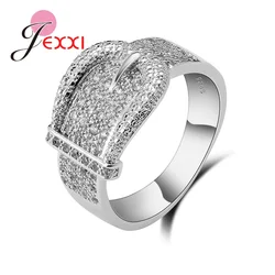 Top Quality Real 925 Silver Needle Rings For Women Luxury Cloth Buckle Shape Bridal Jewelry Accessories Zirconia Anillos