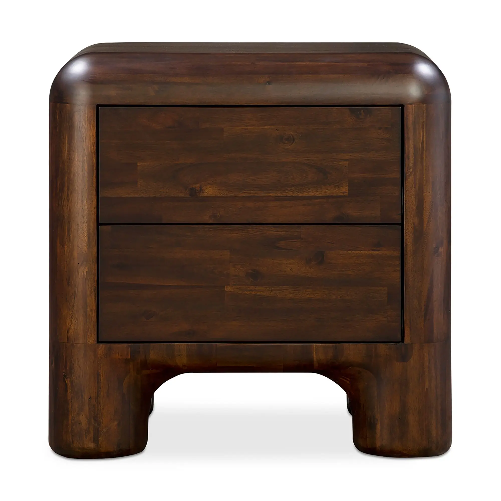 Mid Century Modern Night Stand Solid Wood Small Beside Table 2 Drawer Nightstand for Bedroom Dorm and Living Room