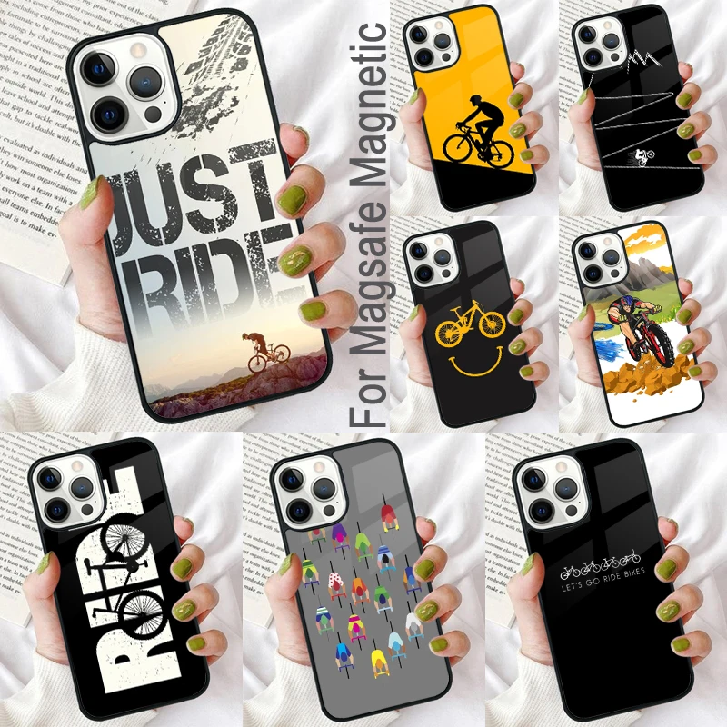 

mountain bike Bicycle MTB Magnetic Soft Phone Case for iPhone 16 Promax 15 Pro 13 14 Plus 11 12 Mini MagSafe Coque