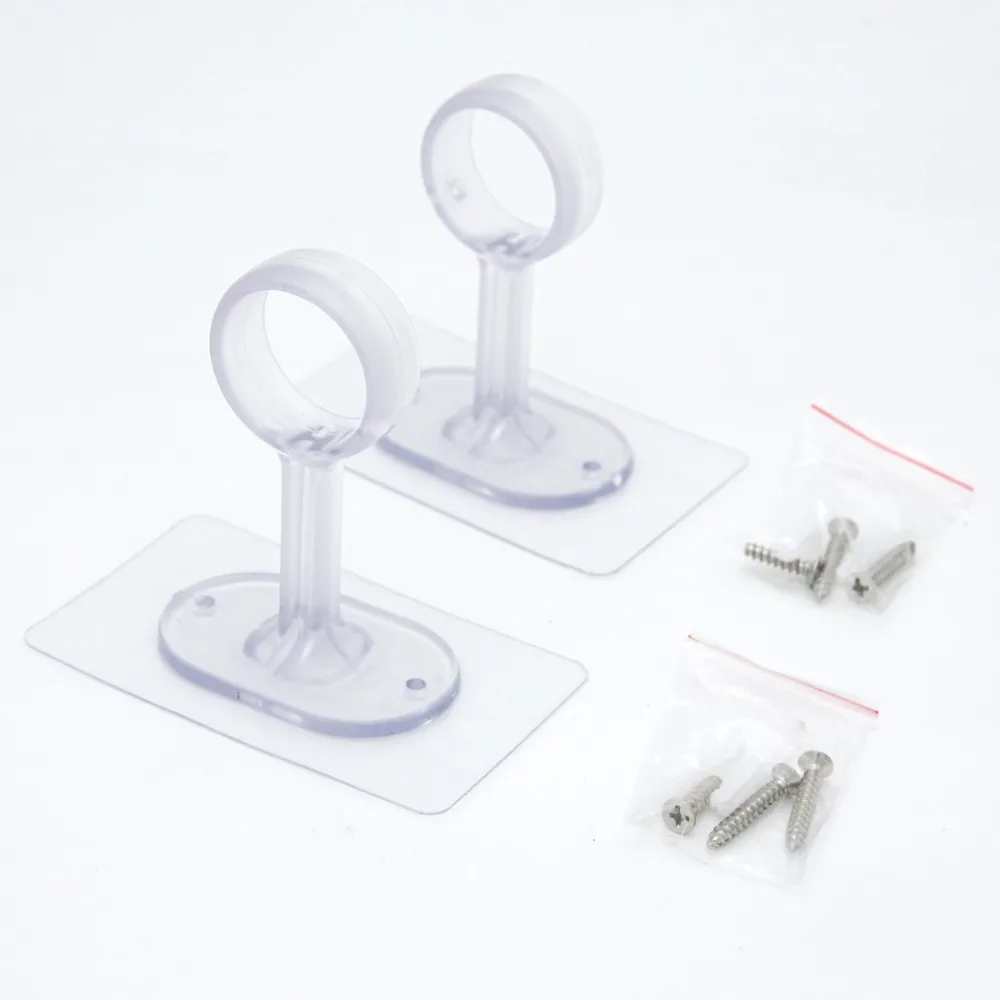 1/2pcs Self Adhesive Curtain Rod Brackets No Drilling Clear/Black Curtain Rod Holders Curtain Rod Hangers