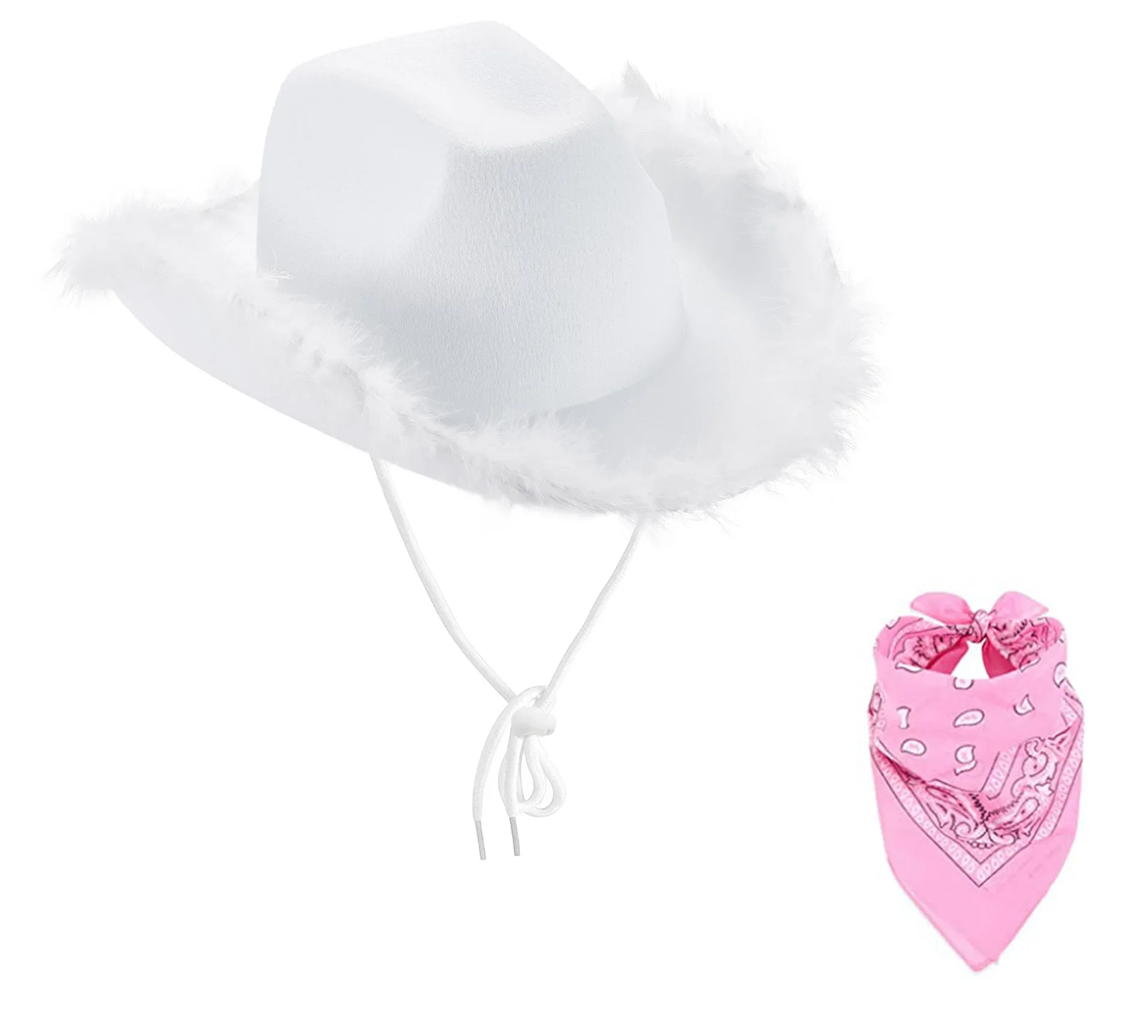 Halloween Women Western Cowboy Hat Pink Cowgirl Fluffy 
