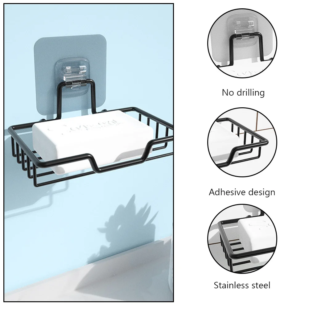 

No Drilling Adhesive Stainless Steel Soap Sponge Shelf Holder Bathroom Storage Rack Organizer Shower Shelf Bathroom Organizer