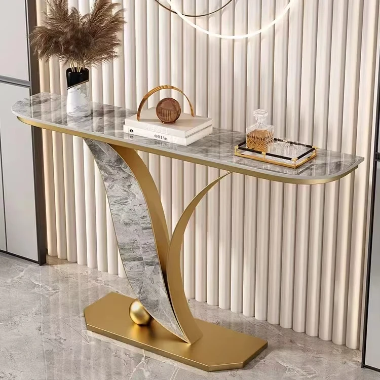 

Modern Home Console Desk Corridor Entrance Corner Table Marble Countertop Villa Apartment Living Room Furniture