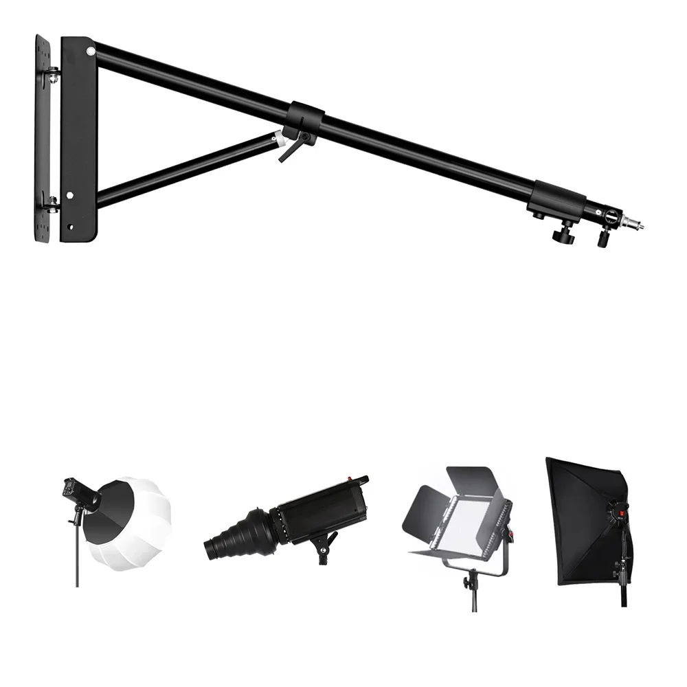 53.9 inch /137cm Wall Mount Boom Arm for Photography Studio Video Strobe Lights Max Length Horizontal and Vertical Rotatable