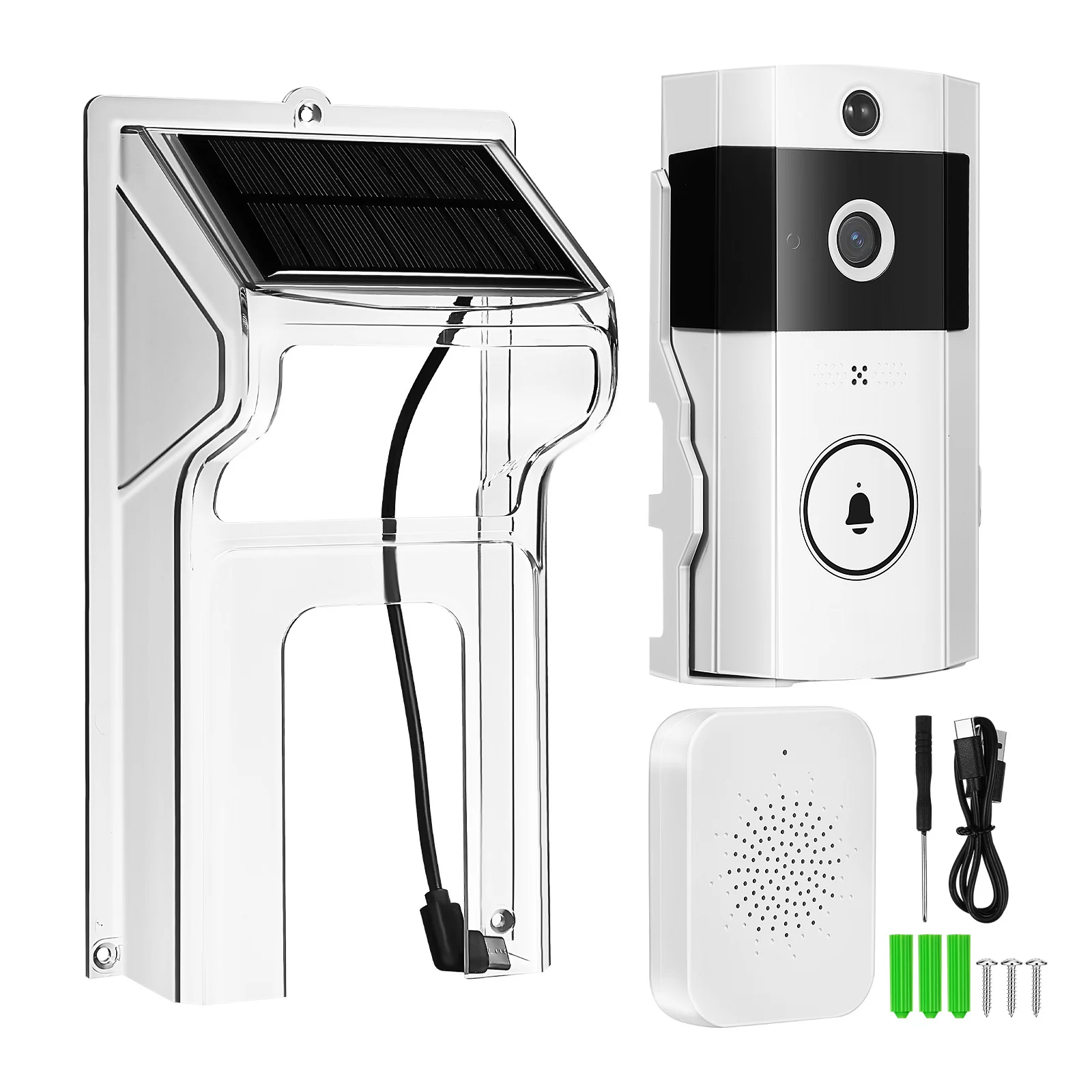 Video Doorbell Solar Panel Charging Transparent Cover for Front Camera Doorbell Weather Cover Rain Proof Wireless Home Security