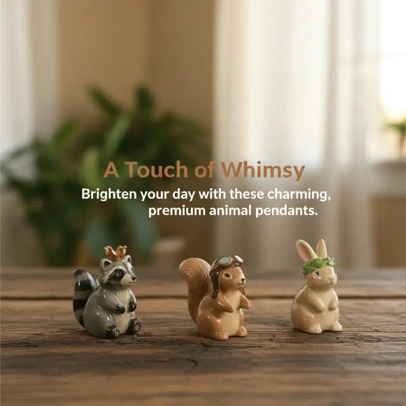 3D Animal Series Fashion DIY Pendant Necklace Cute Dog Fox Squirrel Brown Bear Charms Handmade Jewelry for Date Wear Accessories