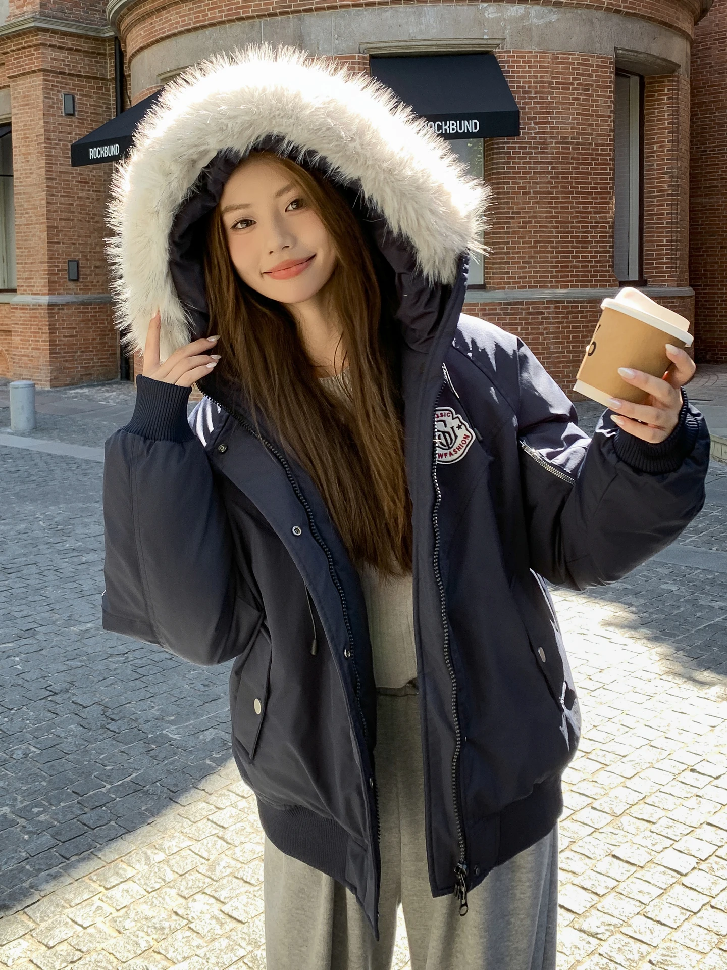 여성용 화이트 테니드 루즈 다운 재킷 2025 신상 슬레 출퇴근 스타일 한국 버전 스트레이트 튜브 롱 코트