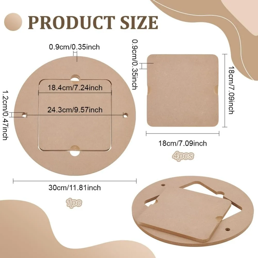11.8inch Diameter Pottery Wheel Bats with 4pcs Square Inner Bats Pre Drilled Round Clay Throwing Bats for Potters Clay