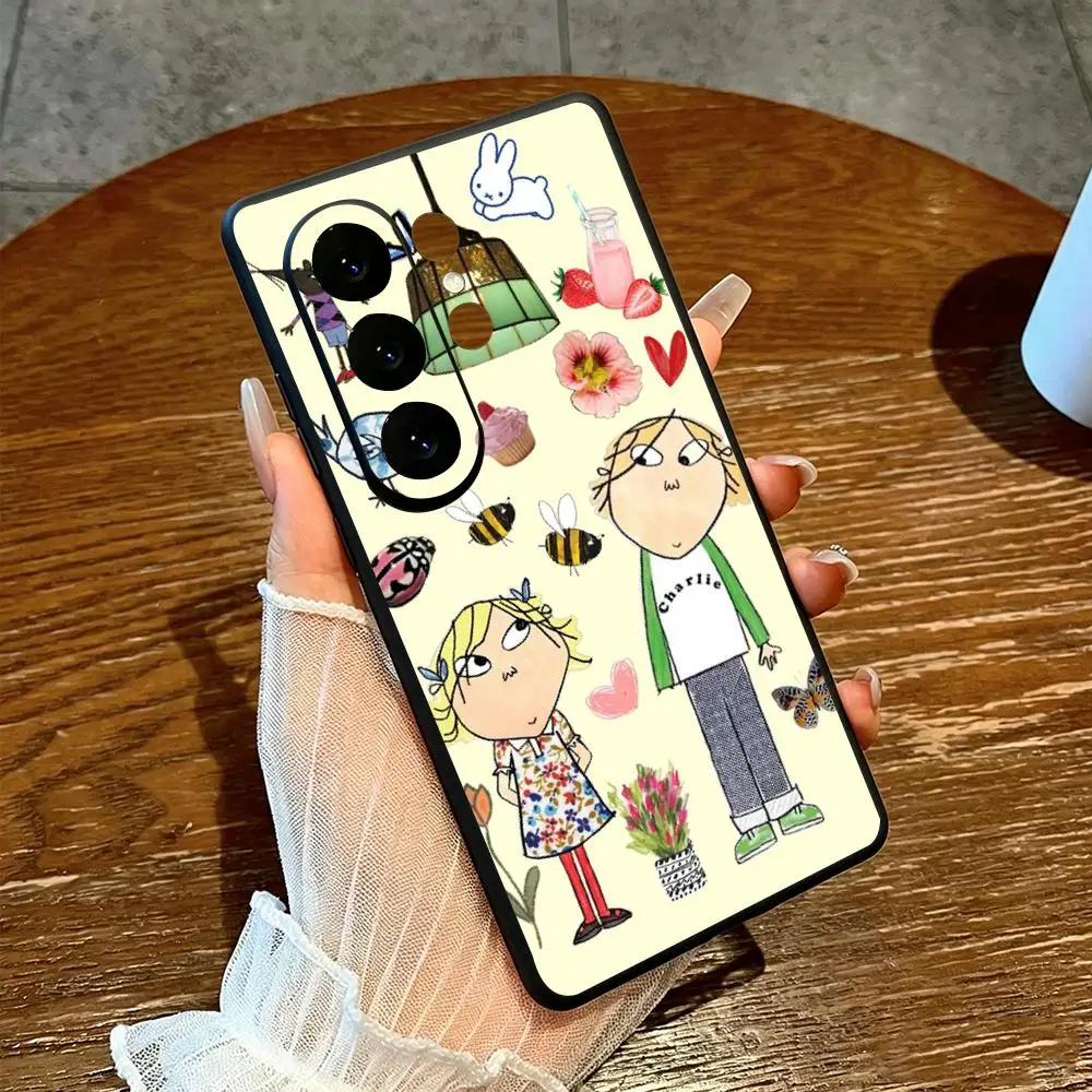 Charlie lola cartoon pattern Phone Case For Samsung Galaxy S26 S25 S24 S23 S22 S21 Plus Ultra Fold A Soft Black