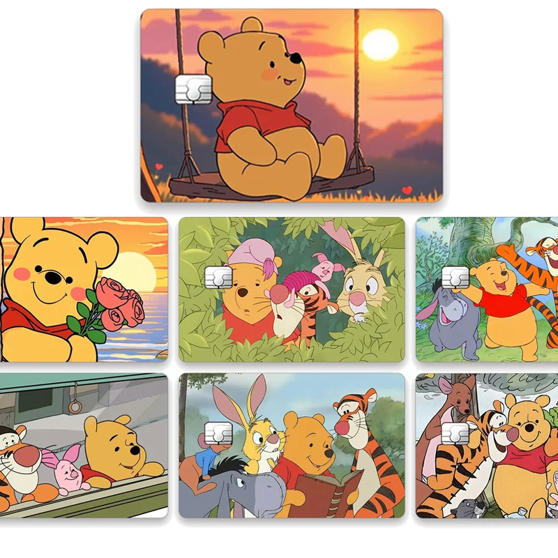 Pooh Bear Card Stickers Winnie Piglet Tigger Cartoon ID Campus Patch Interest Characters Eeyore Learn Supplies Birthday Gift