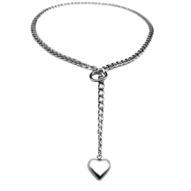 Herz Stern O-ring Lange Kette Für Frauen Männer Punk Rock Halskette Edelstahl Kubanischen Halsketten Einfache Einstellbare Y-halskette – Detail 4