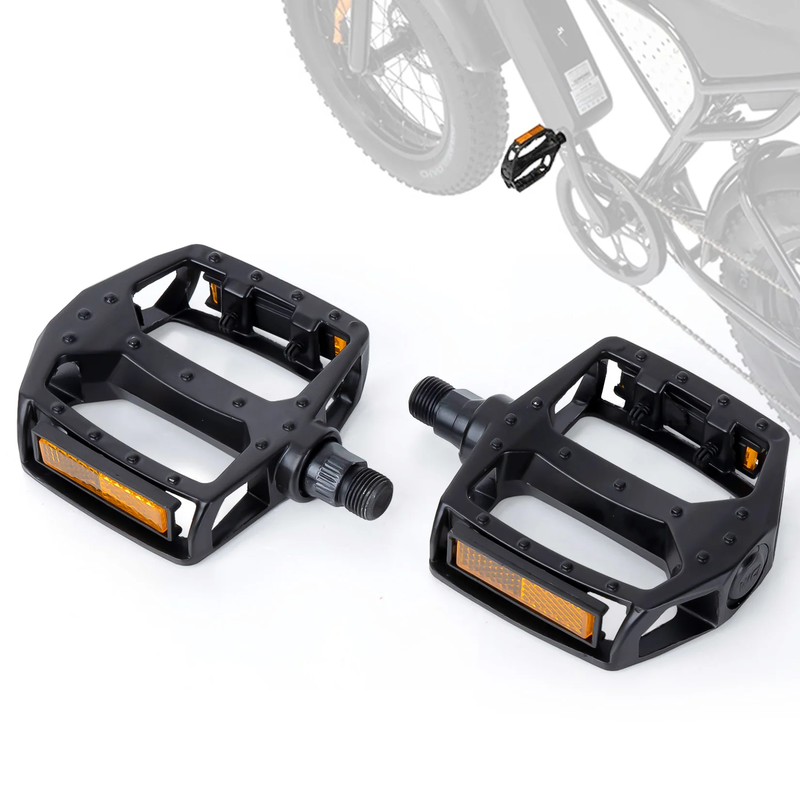 Fußpedale 9/16 Fahrradpedale, breite Plattform, flache Pedalreflektoren für Ridstar Q20 Mountainbike, Rennrad, städtisches Pendlerfahrrad