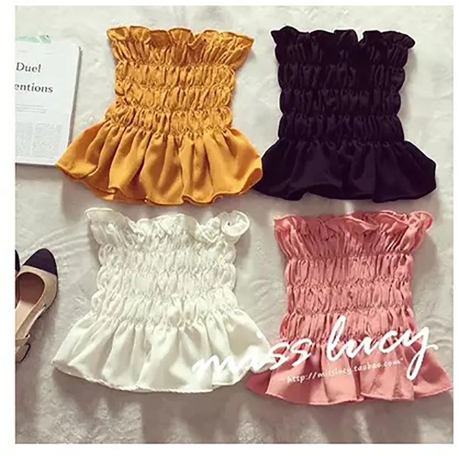 Women's wear vests Sultry sweet pure color pleated earflap body-hugging vacation bra tank tops camisoles vests T-shirts tops