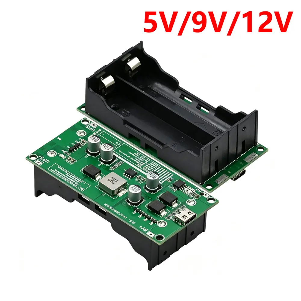Type-C MICRO 15W 3A Fast Charge UPS Power Supply 18650 Lithium Battery Charger Module DC-DC Step Up Booster Converter 5V 9V 12V