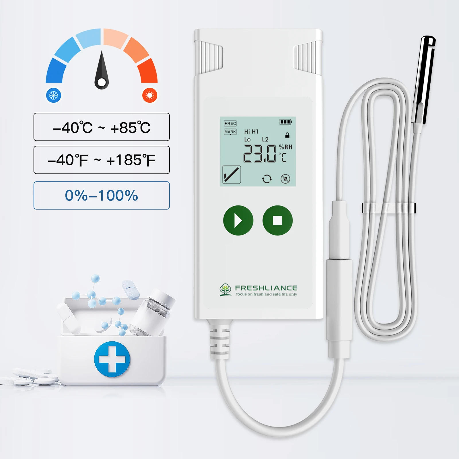 2 uds Freshliance Atlas Log-TH registrador de datos USB de temperatura y humedad para logística de camiones de comida de verduras