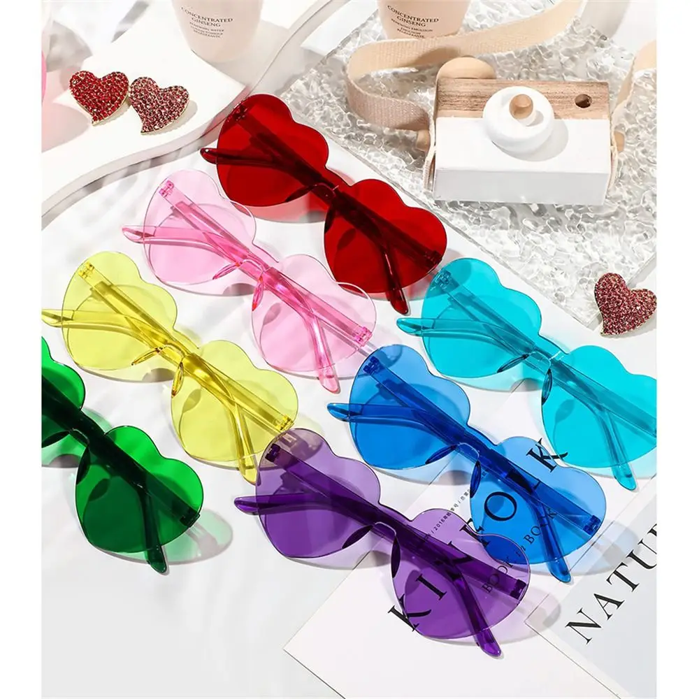 Trendy Heart-shaped Sunglasses Candy Color Heart Glasses Colorful Gradient Lenses Sun Glasses Party Glasses Apparel Accessories