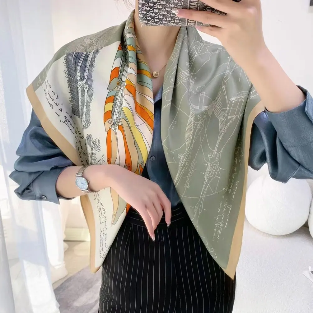 

New Fashion Silk Square Scarf 90*90cm Women Neck Hair Tie Band Bag Warp Soft Neckerchief Hijab Headscarf Foulard