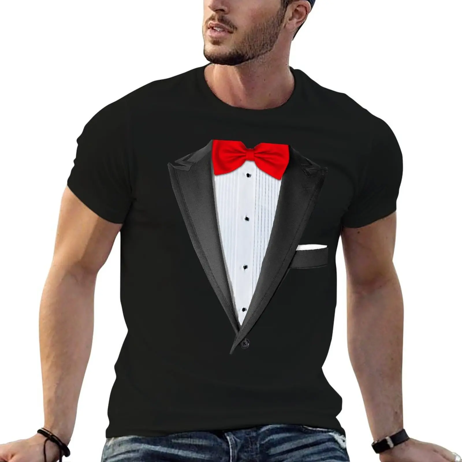 Realistic Tuxedo Shirt T-Shirt Athletic Fit Sports Short Sleeve Top