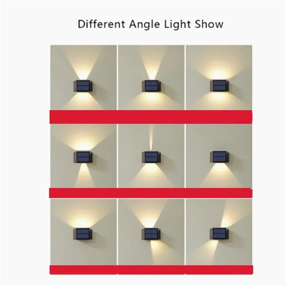 야외 태양광 LED 벽 조명, IP65 방수, 위 아래 조명, 집 정원 베란다용 야외 햇빛 벽 램프