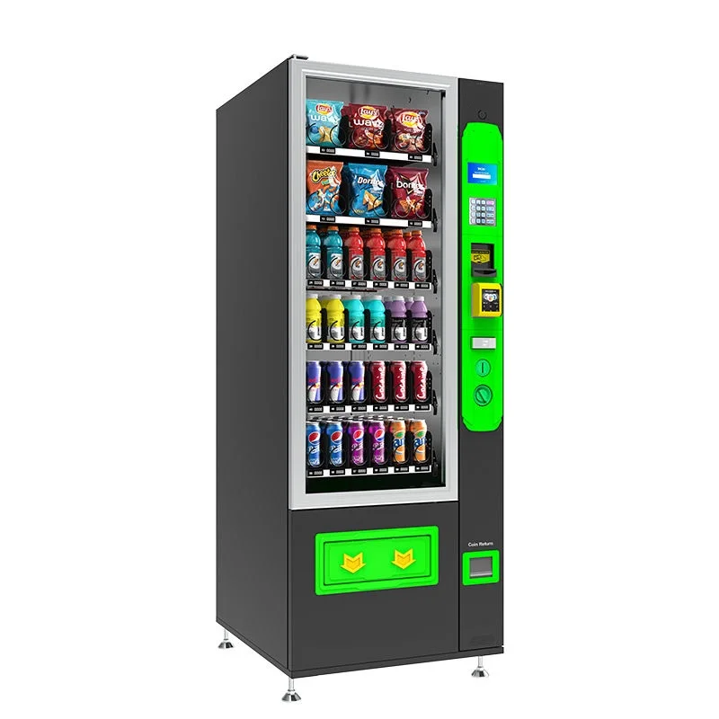 Máquina expendedora automática de aperitivos y bebidas, máquina expendedora pequeña, negra