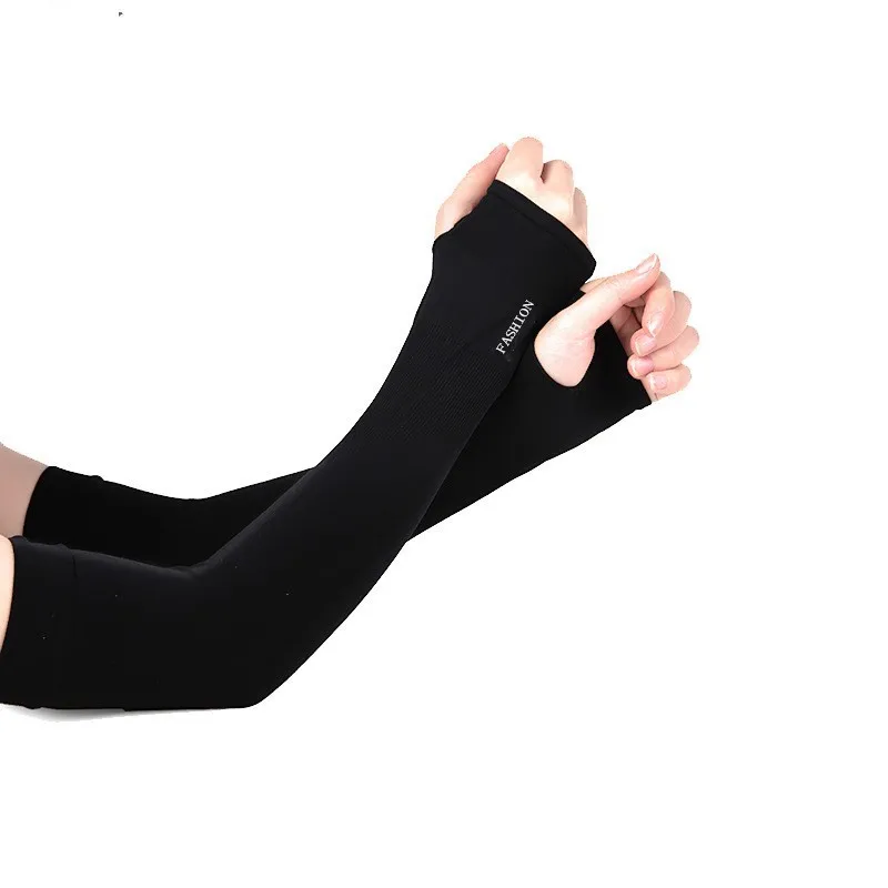 Mangas de brazo con protección UV refrescante, funda de protección solar a la moda de verano con orificio para el pulgar, estilo callejero para deportes al aire libre