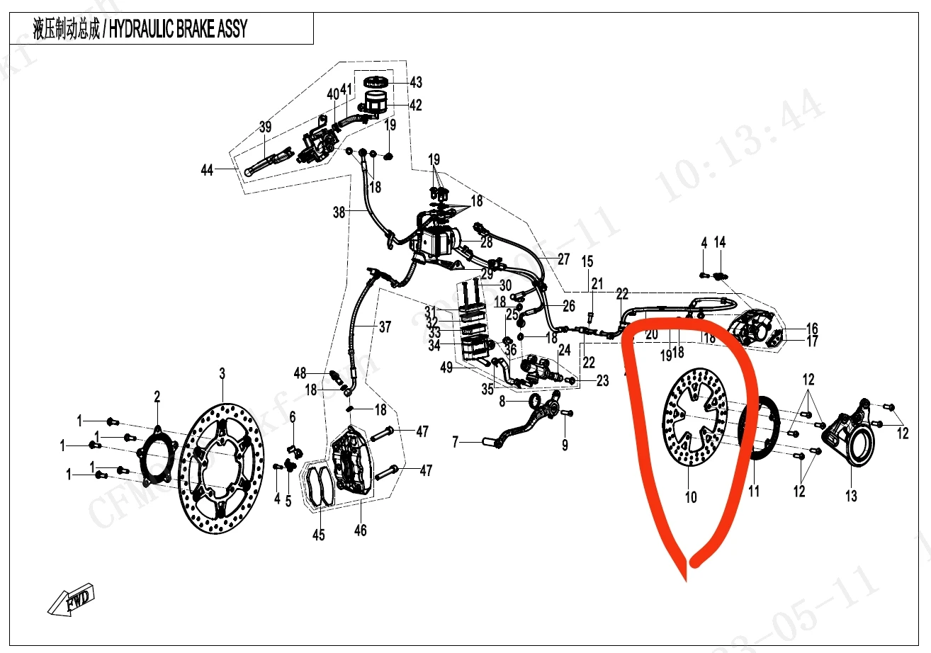 front disc brake or rear disc brake suit CF450SRS code 6AQV-080001-1000-M1/6KMV-080006-2000