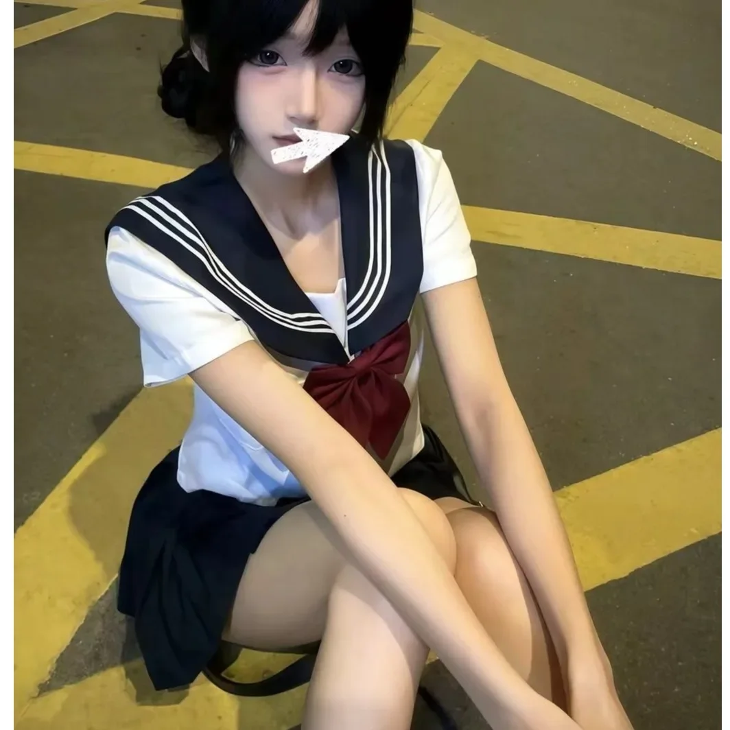 plus Size School Uniform Set Sailor Suit JK Student Japanese Anime 2025 Outfit Short Skirt College Sle Fat MM Bad Girl fdsdui2