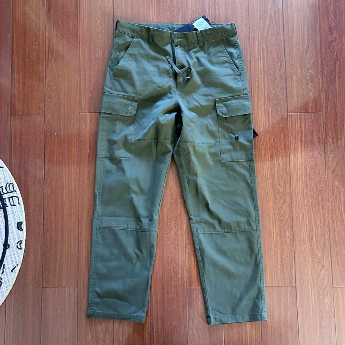 

Top Compass Button Patch Work Pants Loose Overalls Men's Outdoor Sports Jogging Tactical Pants Pure Cotton Casual Cargo Pants