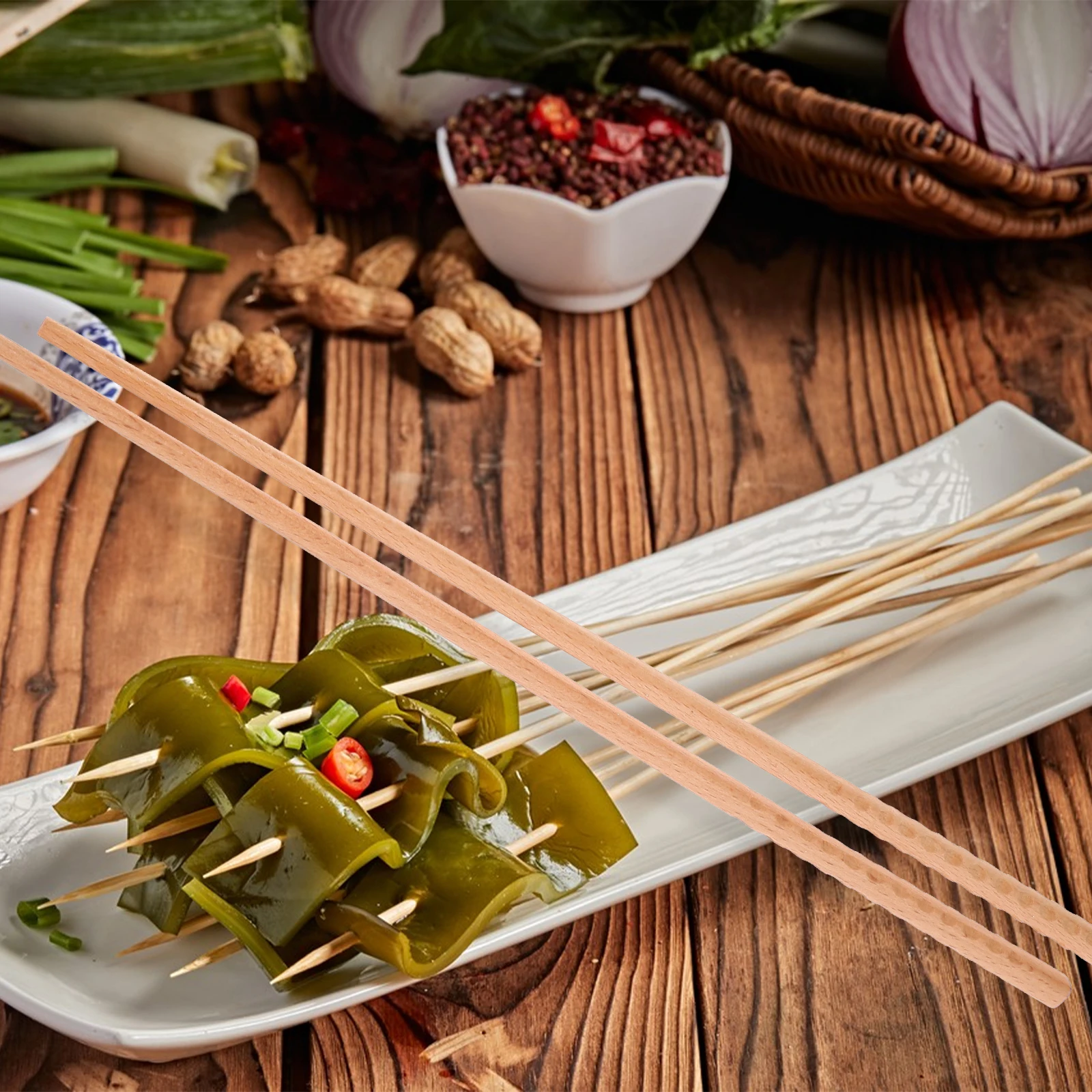 

2 Pairs Long Wooden Chopsticks for Cooking Hot Wooden Long Chopsticks Pot Manual Bamboo Serving Utensils Storage