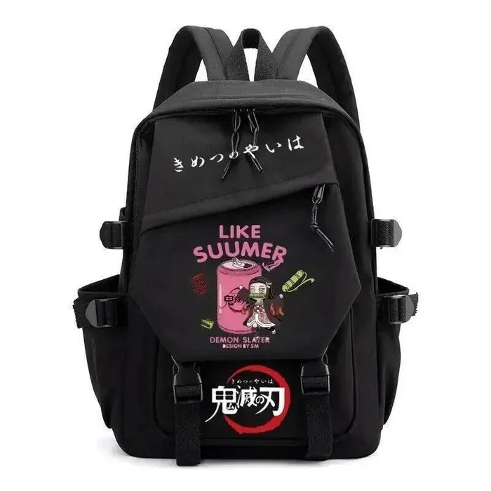 

White Black Demon Slayer Kimetsu No Yaiba Student Teens School Bags Backpacks Anime Game