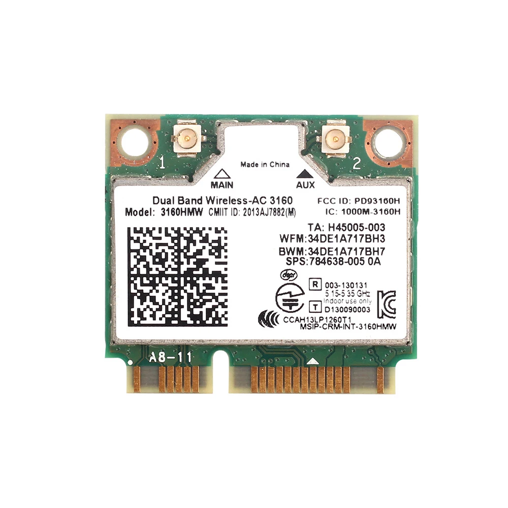 Wireless 3160HMW Mini PCIE WiFi Card BT4.0 WiFi 5 802.11AC AC3160 WiFi Adapter For laptop Win System