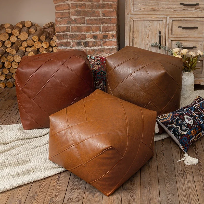 American storage stool multi-functional two-in-one futon leather home bedroom living room tatami lazy stool shoe changing stool