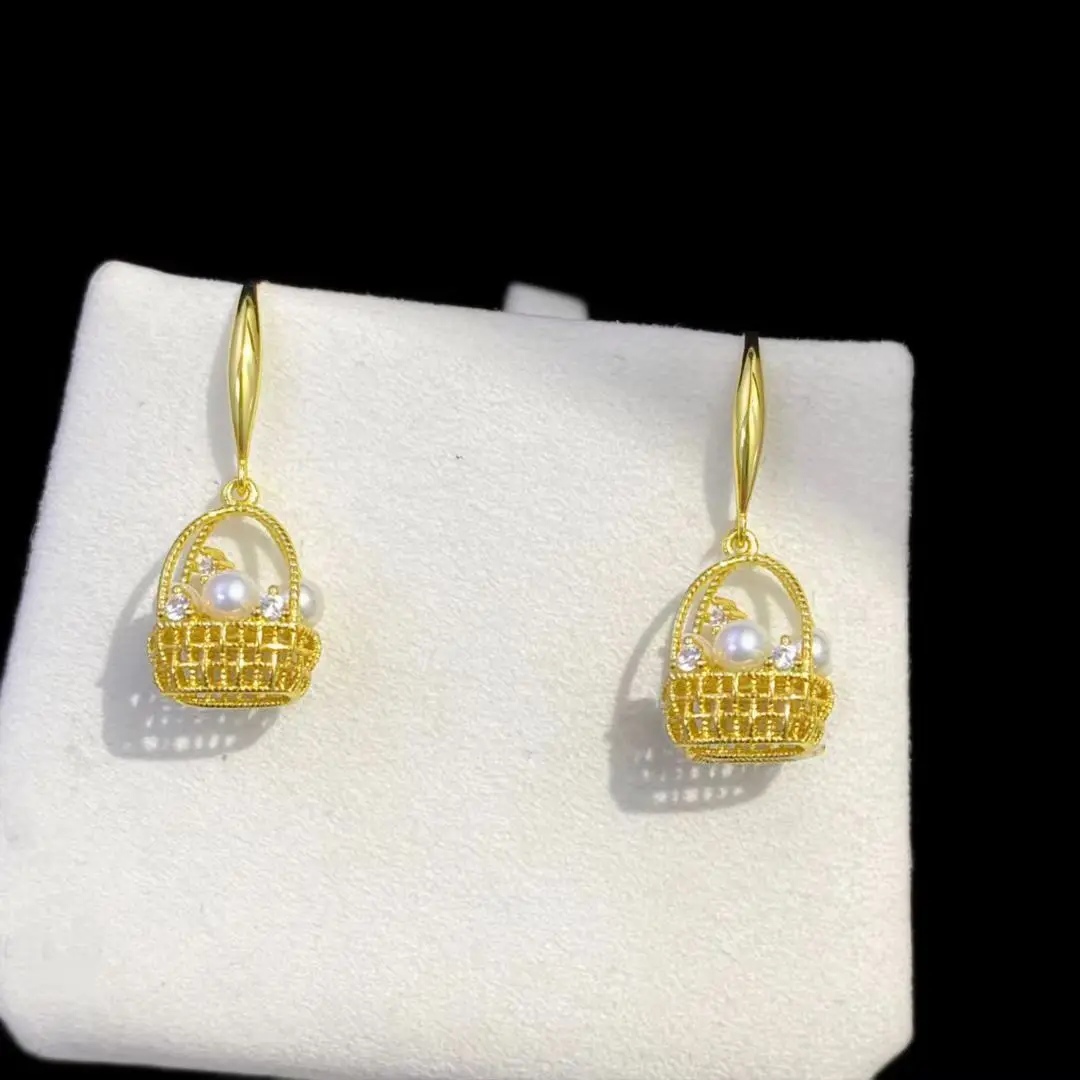 الجملة S925 فضة أقراط جبل النتائج إعدادات قاعدة تصاعد أجزاء ملحق ل 3-3.5 مللي متر اللؤلؤ 5 زوج/وحدة #4