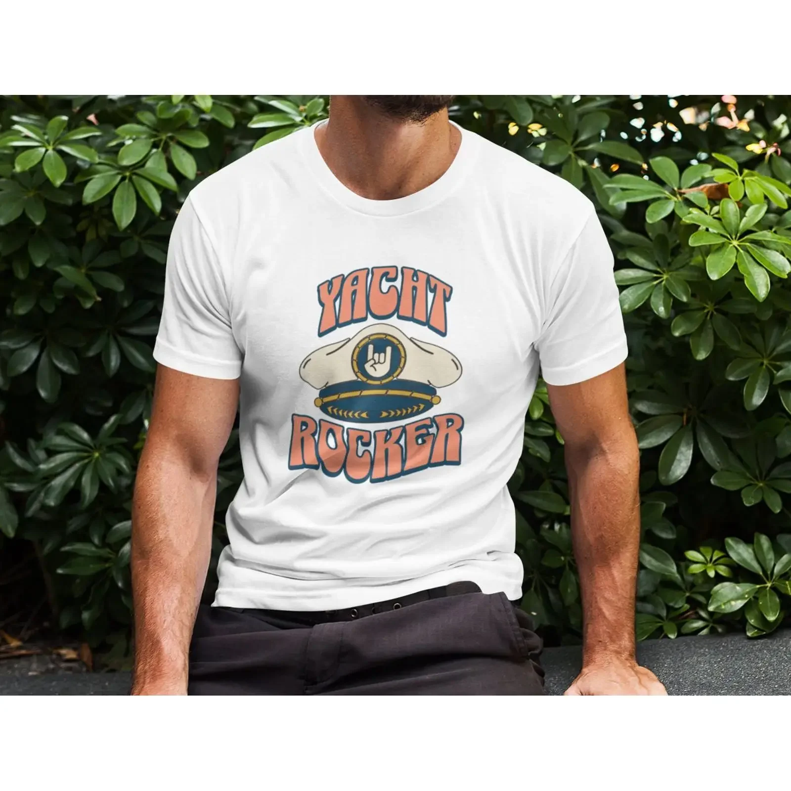 Yacht Rock Captain Hat T Shirt Rocker Music Nautical vintage Washed fashion Stylish Comfortable Soft graphic Stretched