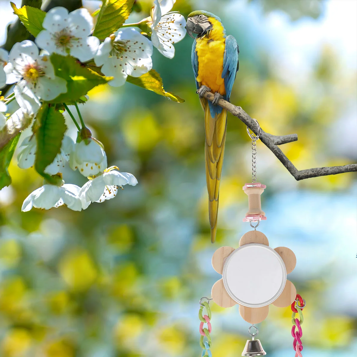 Pet Birds Toy Parrot Cage Hanging Chewing Swing Mirror Playing Accessory bird cockatiel mirror pet bird mirror toy