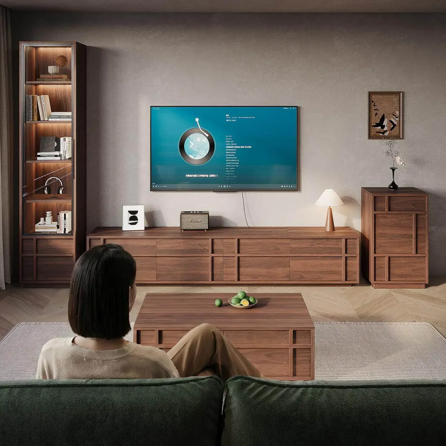 Medieval Solid Wood TV Cabinet, Living Room TV Cabinet, Household Storage And Display Integrated Floor CabinetX9