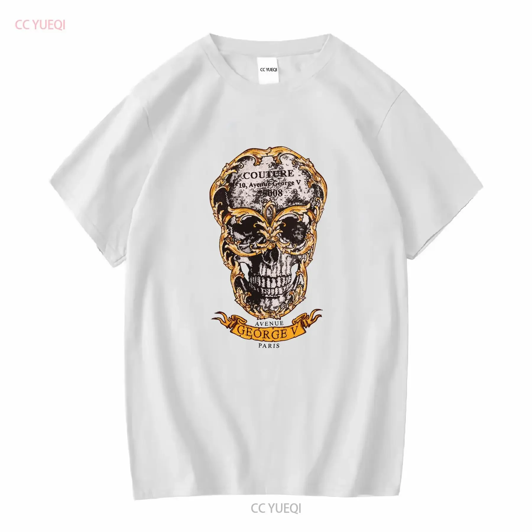 Hombres AVENUE GEORGE V PARIS Skull camiseta vintage gráfico lavado Casual elegante versátil ropa de diseñador homme ligeramente