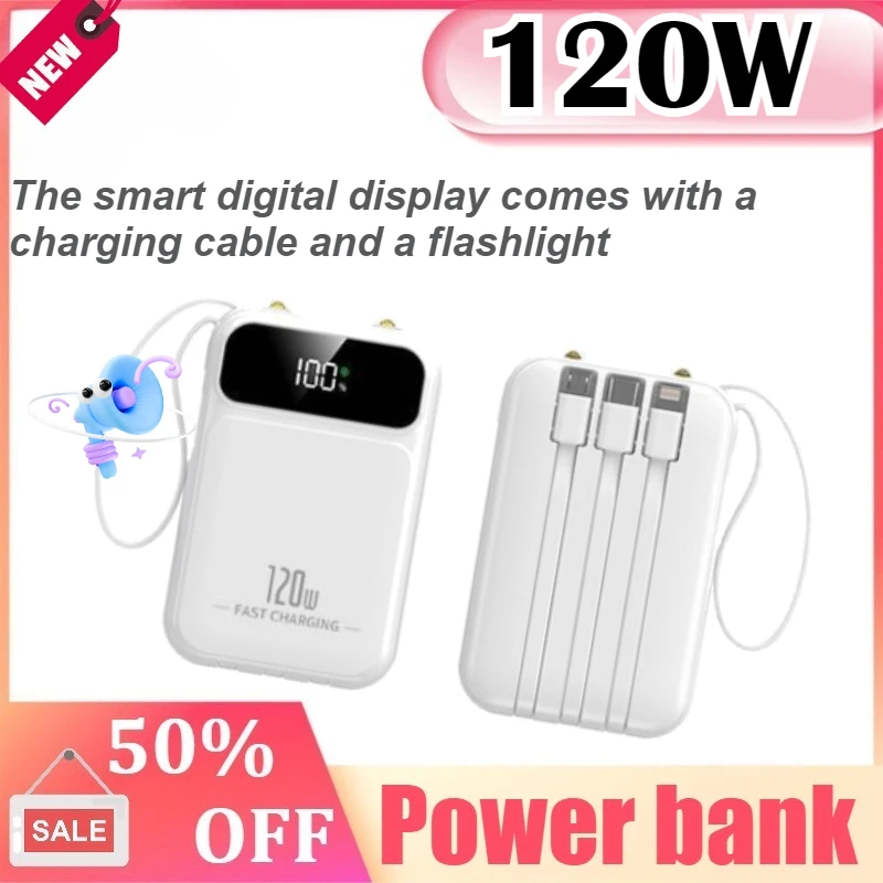 

Power Bank 10000mAh 120W Fast Charging External Battery Powerbank Portable Charger for Xiaomi Poco for iPhone for Samsung