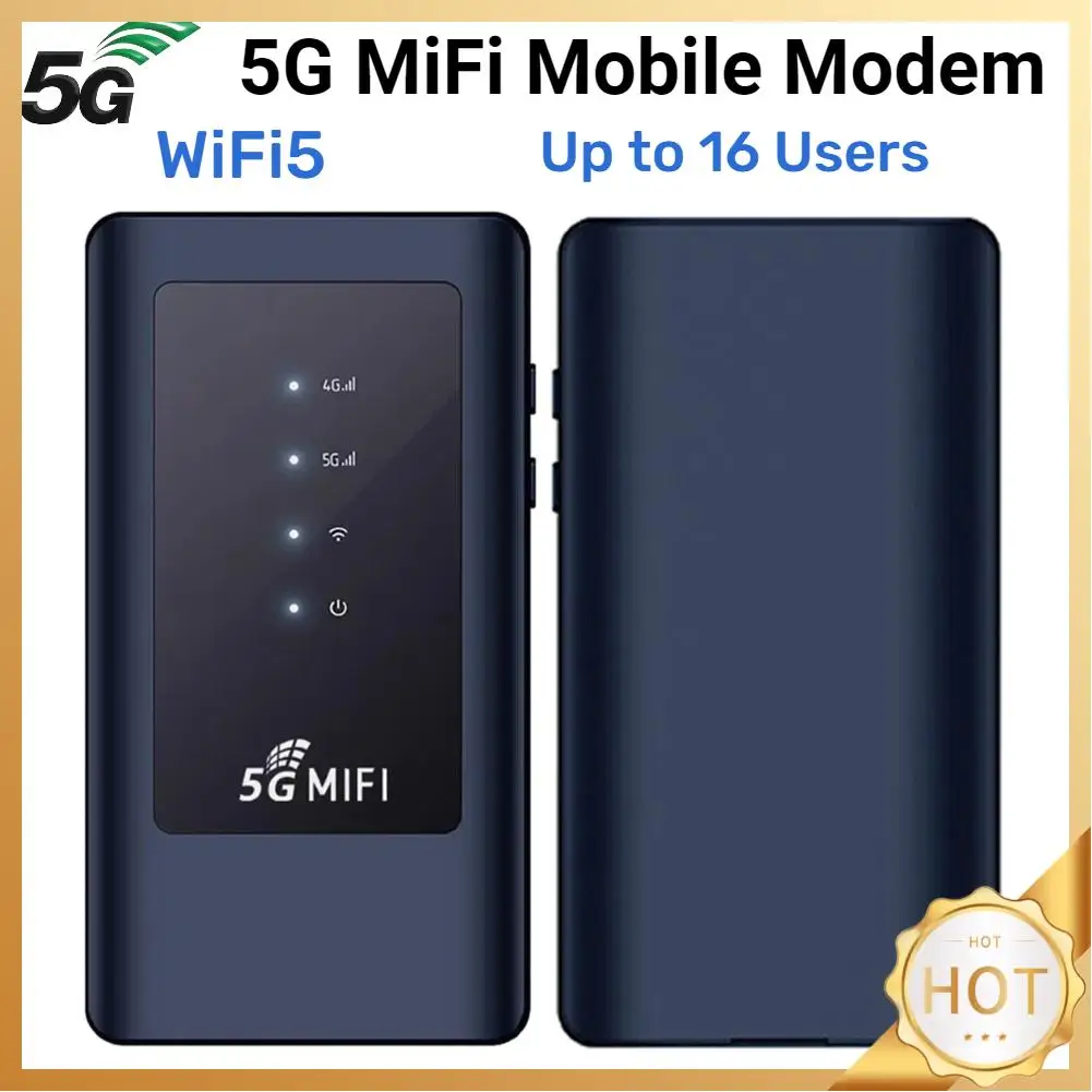 

5G MiFi Mobile Modem WiFi5 Dual Band 5Ghz Hotspot with SIM Card Slot Wireless Internet Router Devices 4400mAh Battery for Travel